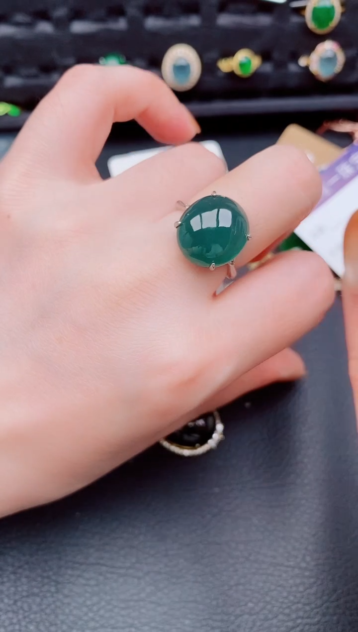 【闪购商品】翡翠戒指银S925镶嵌天然a货翡翠780