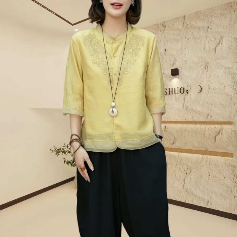 2025夏季薄款新中式潮流百搭上衣时尚显白宽松民族风潮显瘦T恤女