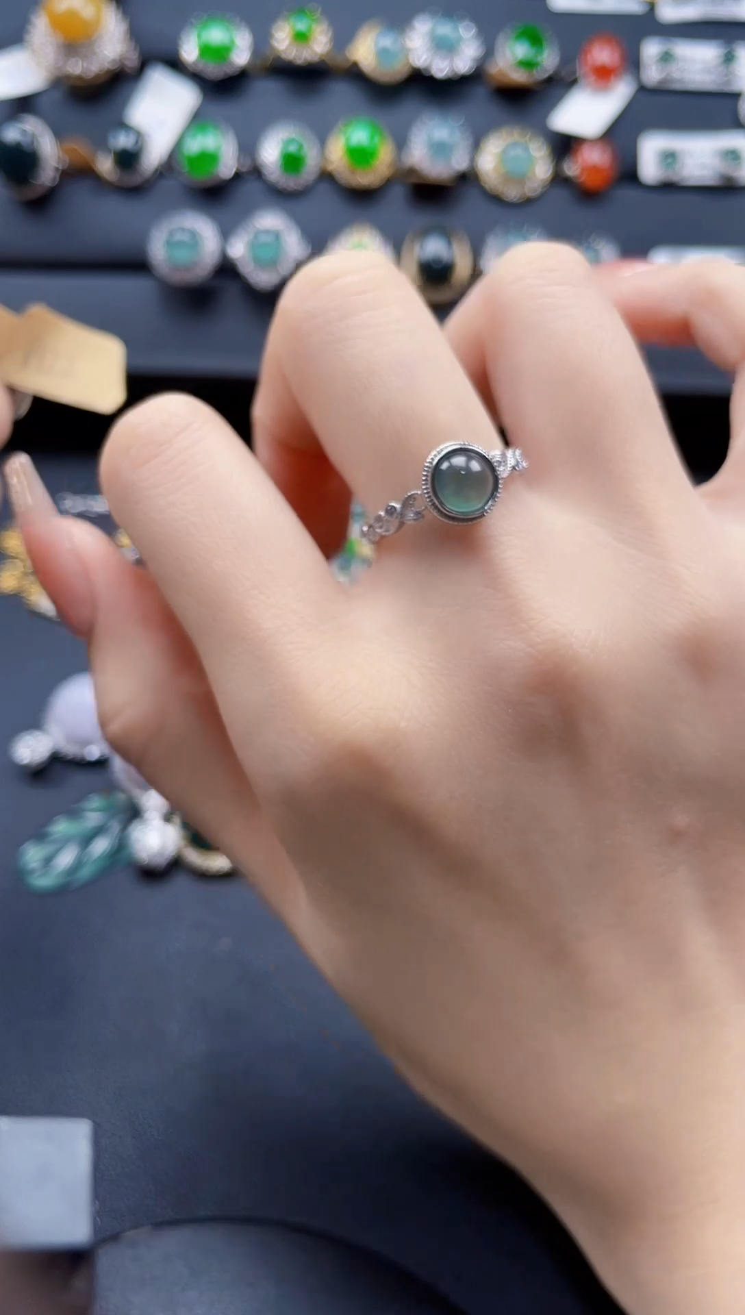 【闪购商品】翡翠戒指银S925镶嵌4576547645