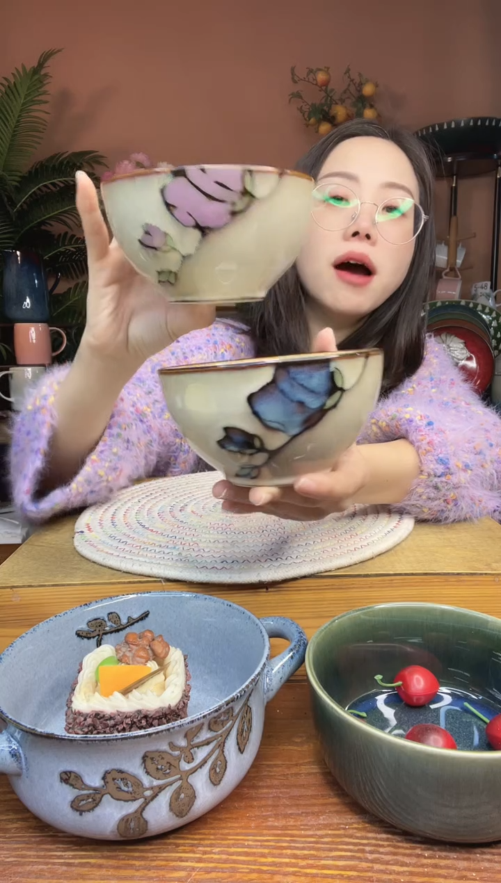 陶瓷4.9英寸手绘米饭碗 2件 微瑕疵