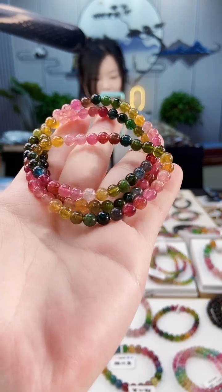 【闪购商品】碧玺手链未镶嵌G2293三圈颜色微差发1