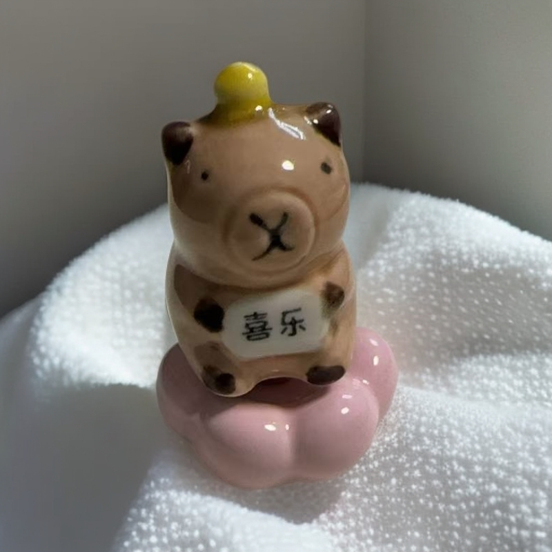 景德镇陶阳新村陶溪川可爱小动物转转桌面车载装饰品网红爆款