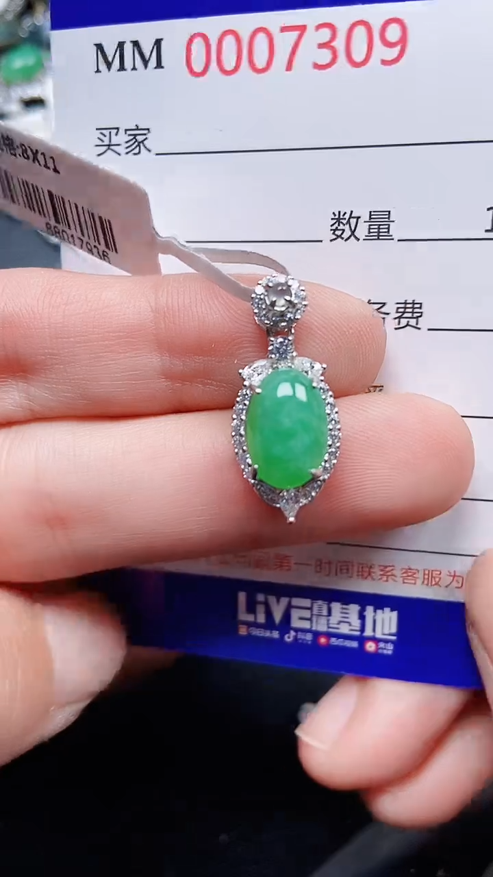 颈饰银S925镶嵌翡翠7309