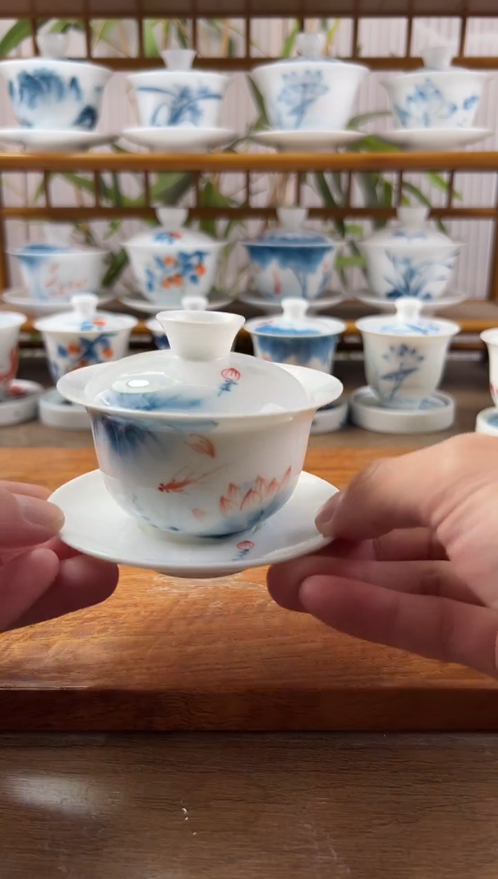微瑕蓝莲130ml三才盖碗