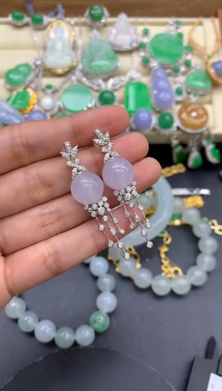 【闪购商品】翡翠耳饰18K金镶嵌567-中国好珍宝