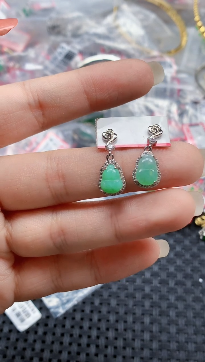 银S925镶嵌戒指翡翠天然A货缅甸翡翠