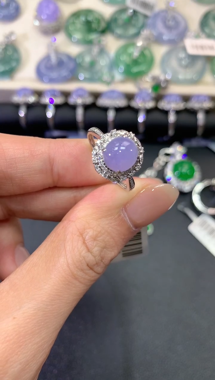 【闪购商品】翡翠戒指18K金镶嵌a76紫货有色差