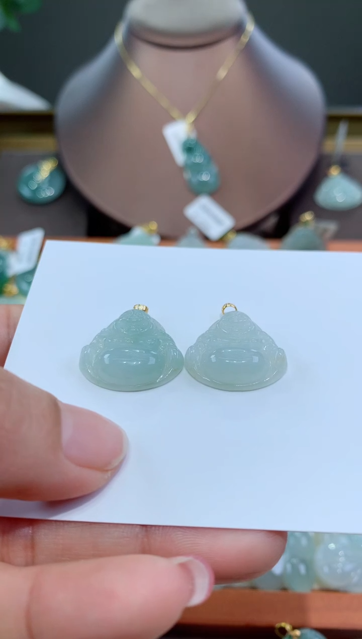 【闪购商品】翡翠颈饰18K金镶嵌天然缅甸a货翡翠