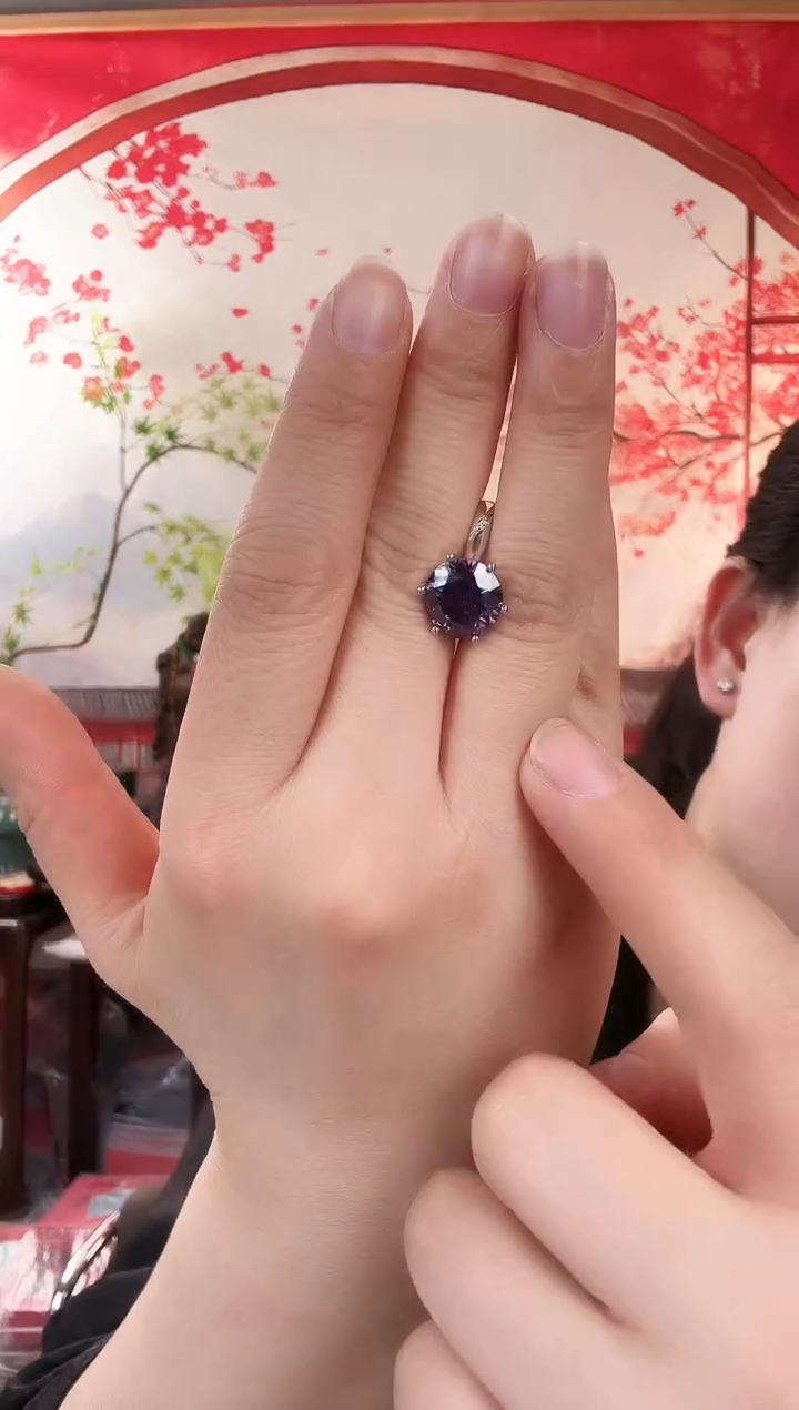 主播定制链接 紫色圆形吊坠5ct