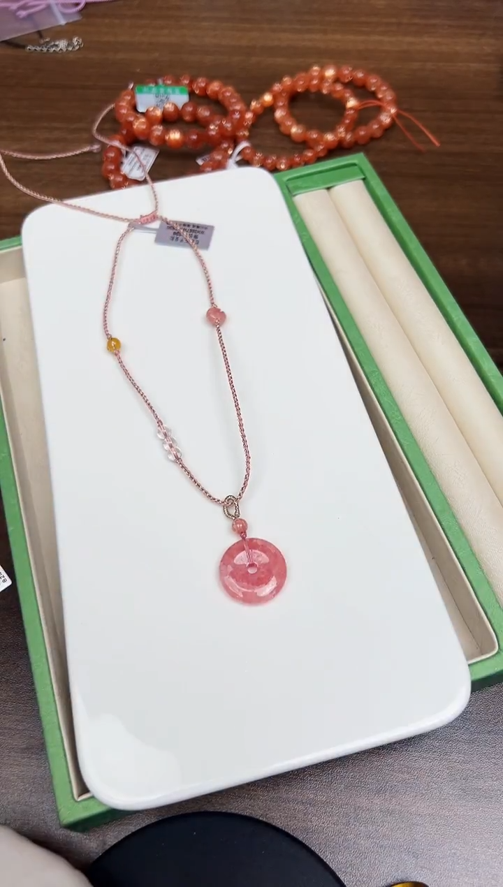 菱锰矿（红纹石）未镶嵌项链悦3864 多样性发一件