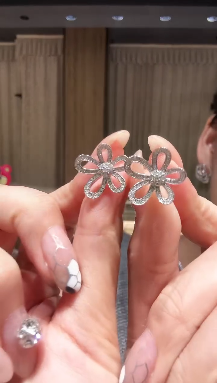 铂Pt950镶嵌耳饰钻石AF0709-PT