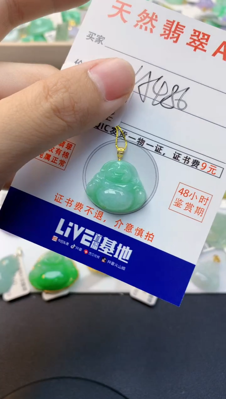 颈饰18K金镶嵌翡翠天然缅甸A货翡翠百元以上9元证书费自理