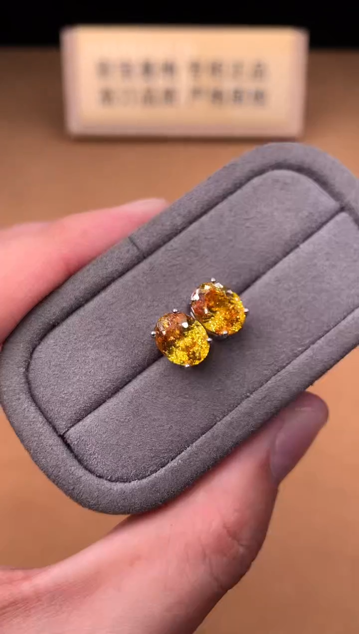 银S925镶嵌耳饰碧玺2222