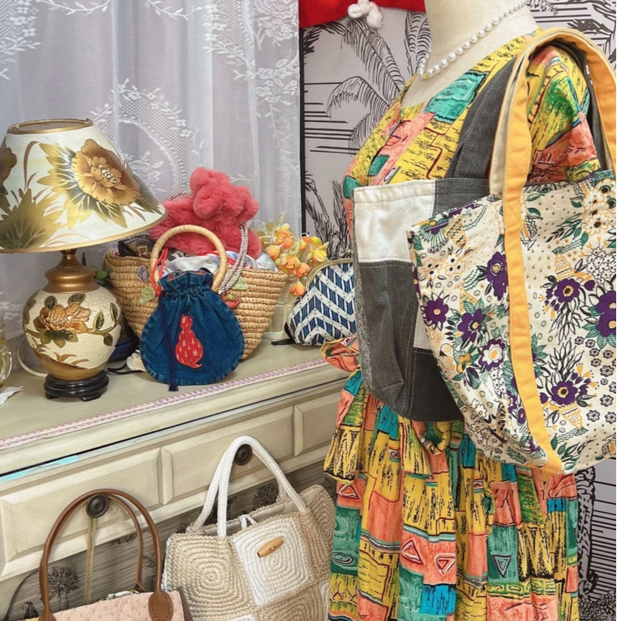 日制古着连衣裙吊带裙半身裙 棉布 牛仔 童趣 可爱 拼布 Y2K