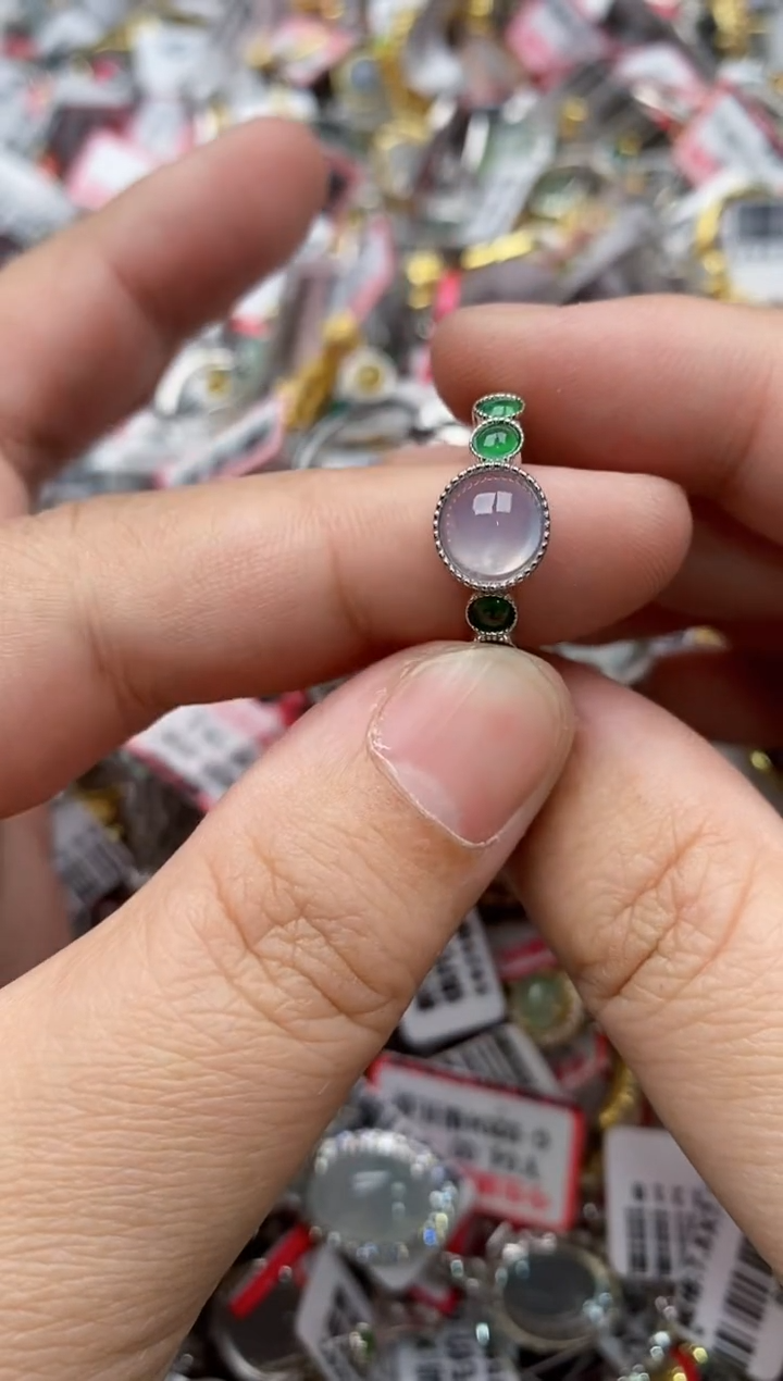 【闪购商品】翡翠戒指银S925镶嵌66666---9