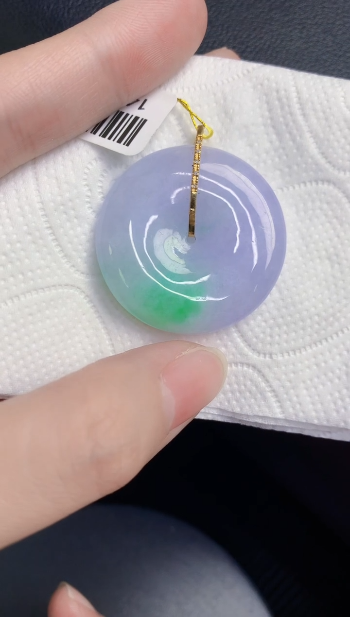 颈饰18K金镶嵌翡翠天然翡翠缅甸A货