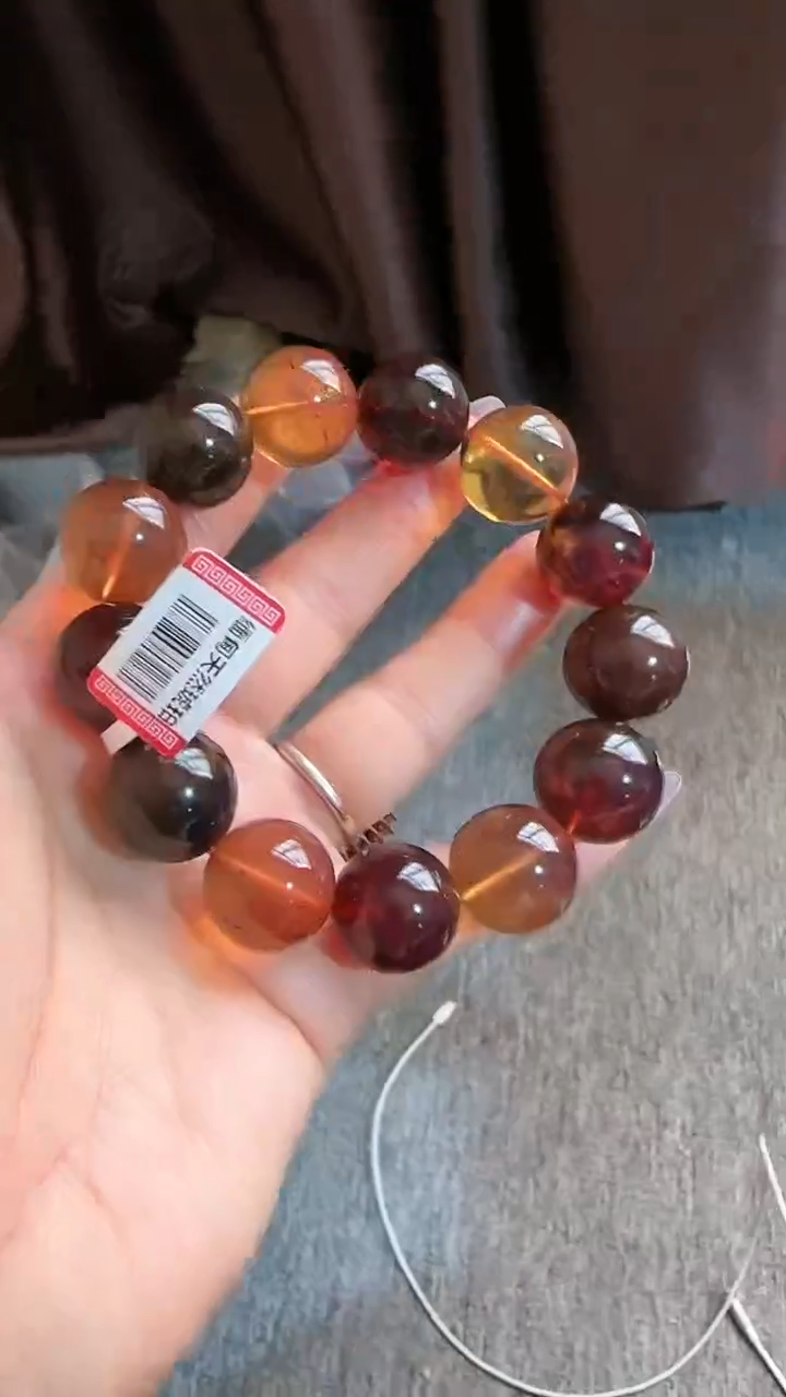 【闪购商品】琥珀手链未镶嵌规格18微瑕多宝手串#14