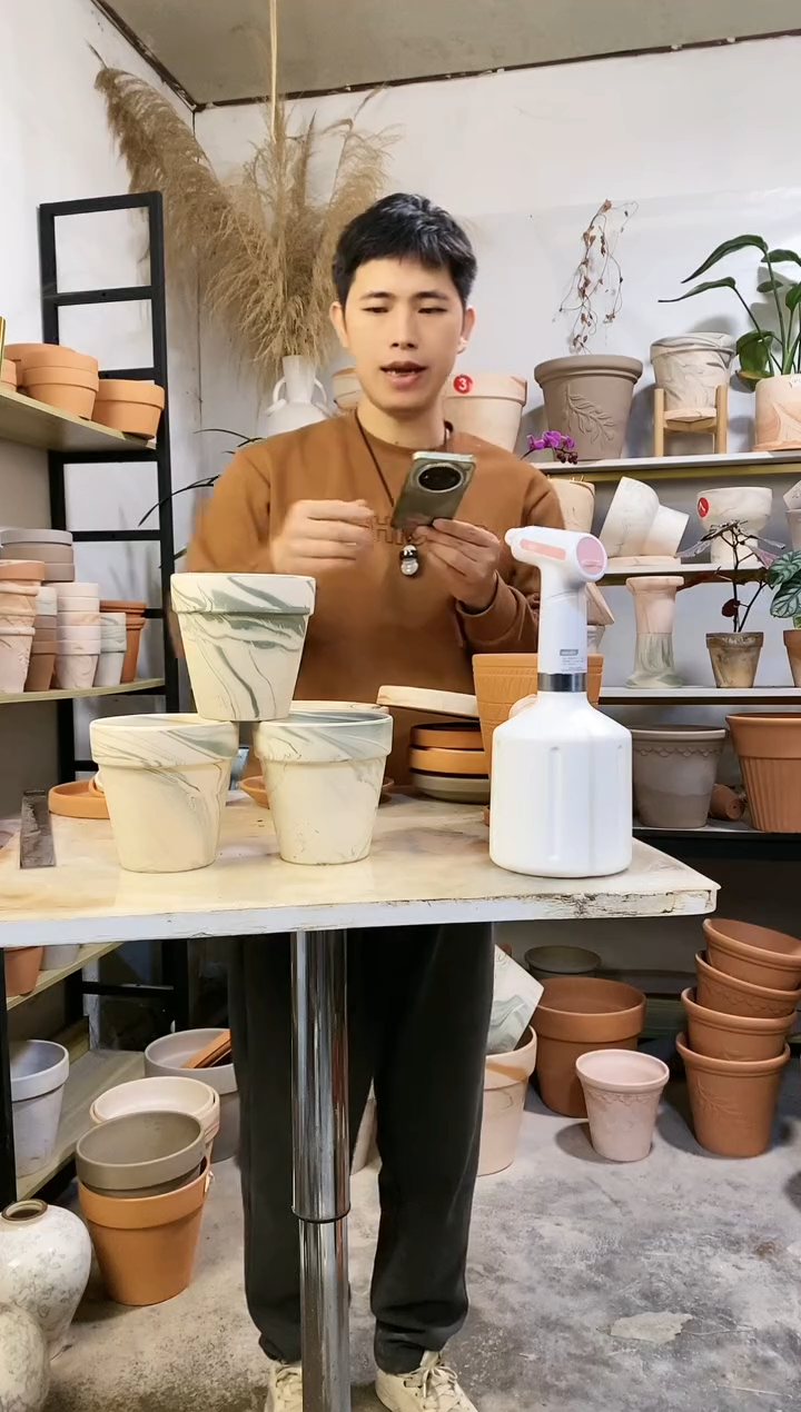 【闪购商品】红陶13*13绿白陶 3盆无托