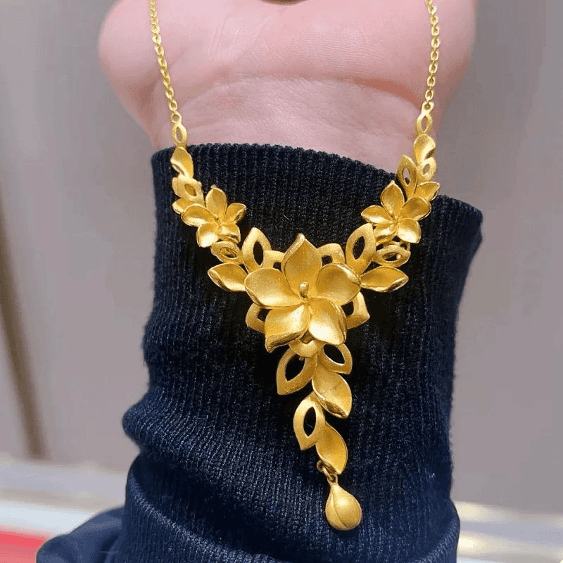 铜合金项链繁花似锦花朵项链黄金色婚嫁茉莉仿真三金五金订结婚