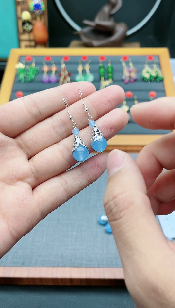 【闪购商品】玛瑙/玉髓耳钉银S925镶嵌420000