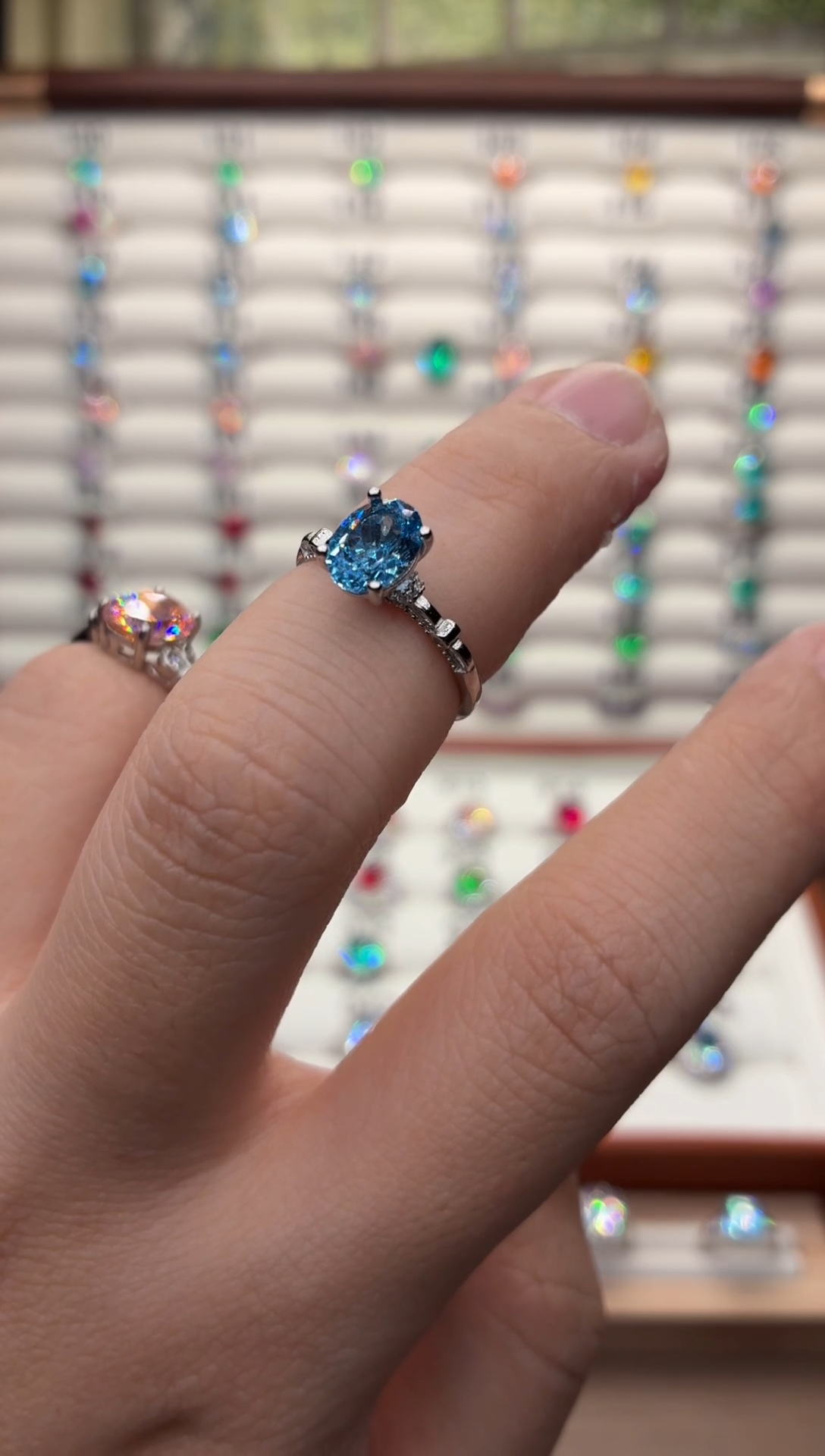 银S925镶嵌戒指海蓝宝石6615