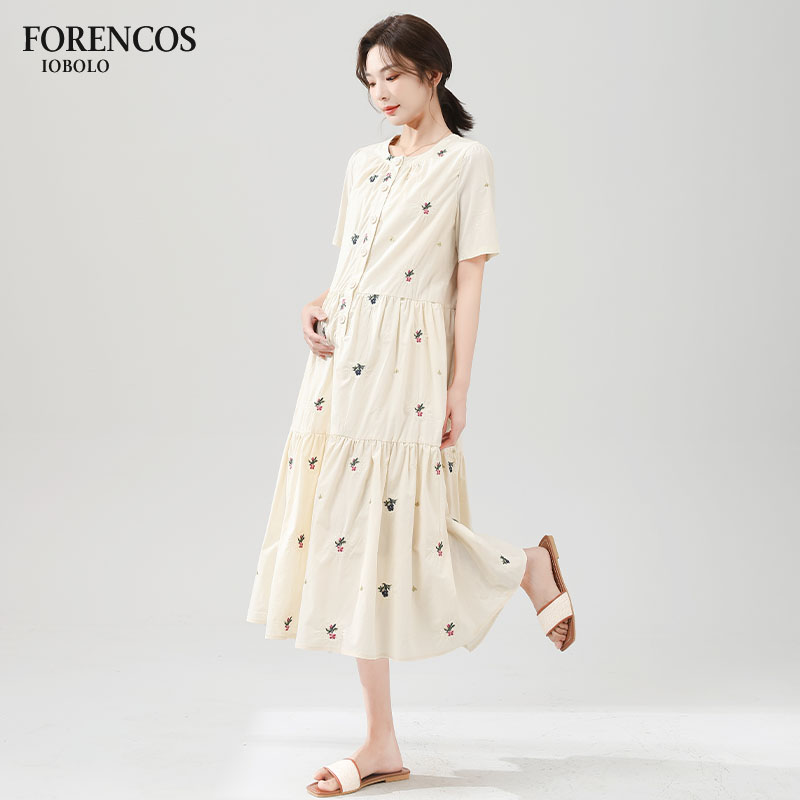孕妇显瘦裙子夏季中长款夏天外出时尚大码宽松夏衬衣碎花连衣裙