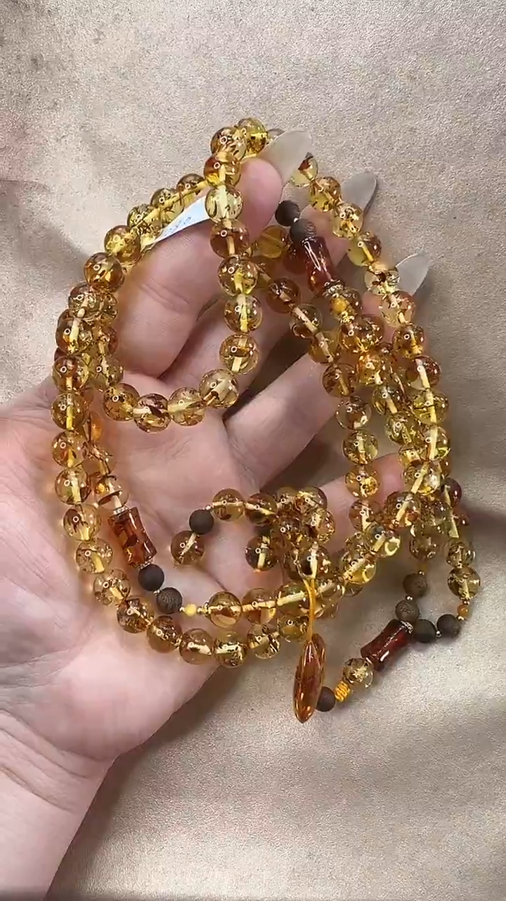 琥珀颈饰未镶嵌项链