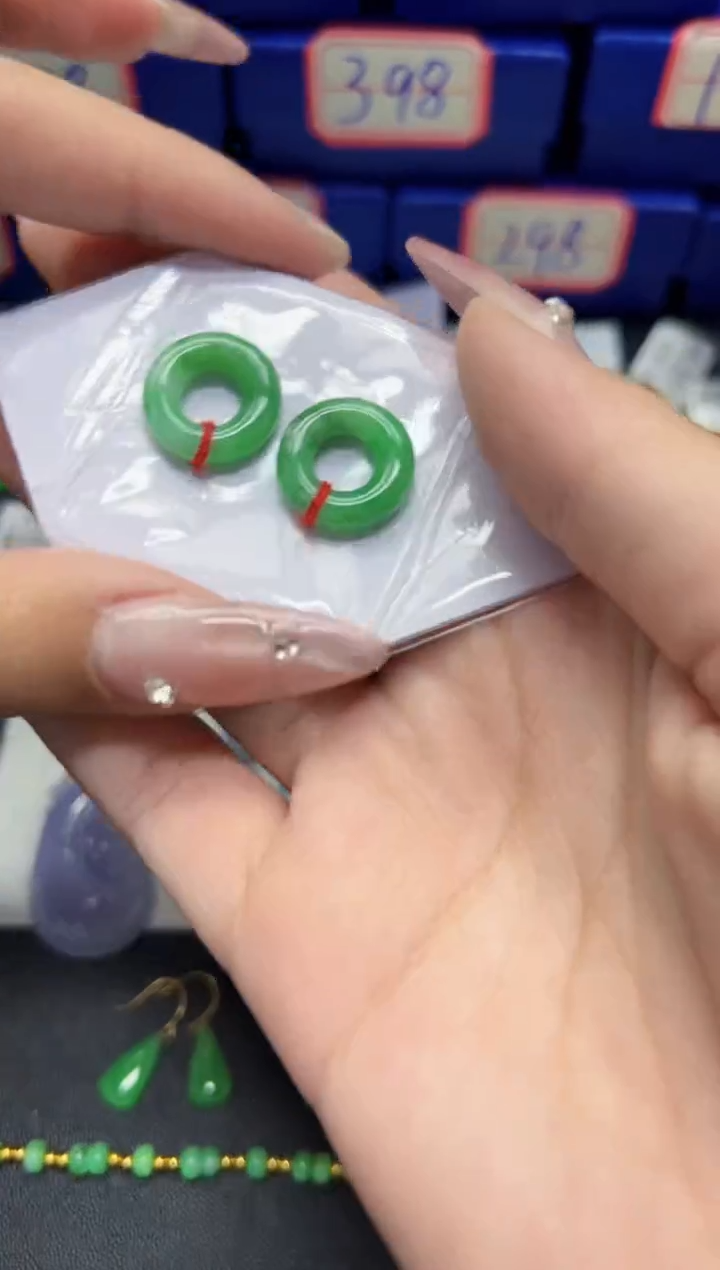 【闪购商品】翡翠耳饰银S925镶嵌Y缅料A货/支持复检/一件