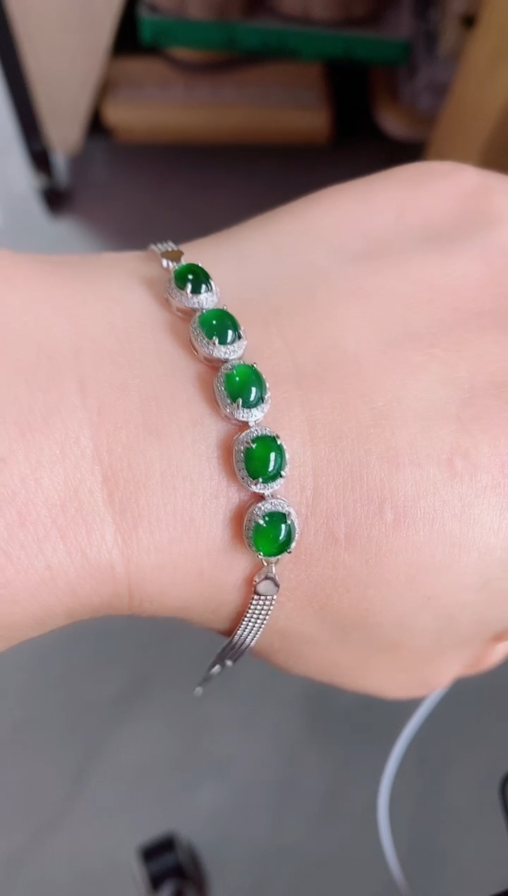 【闪购商品】翡翠手链银S925镶嵌321321