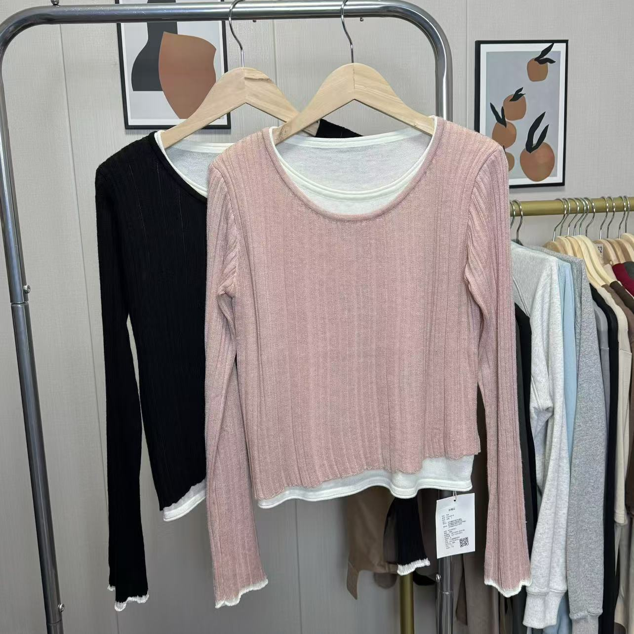 JR-清默认瑕疵NO退换介意勿拍~羊毛真两件针织长袖T恤，078