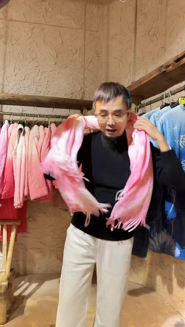 粉染植物染围巾11