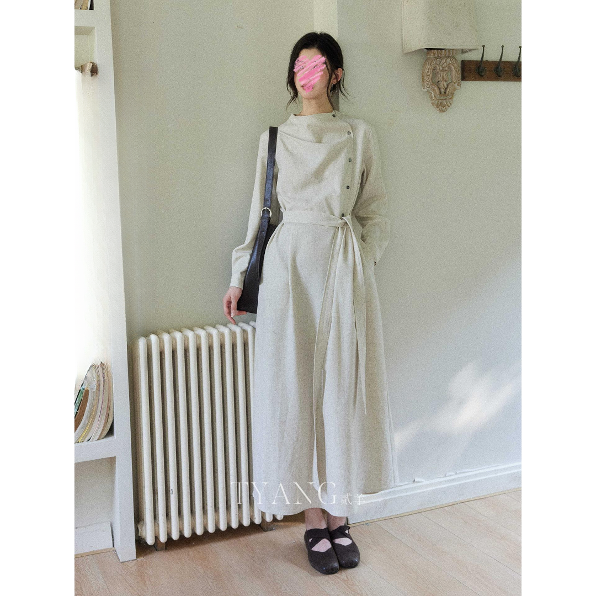 炽铂2025秋新款【暮云归】高级感长袖连衣裙女知识分子风垂感收腰裙