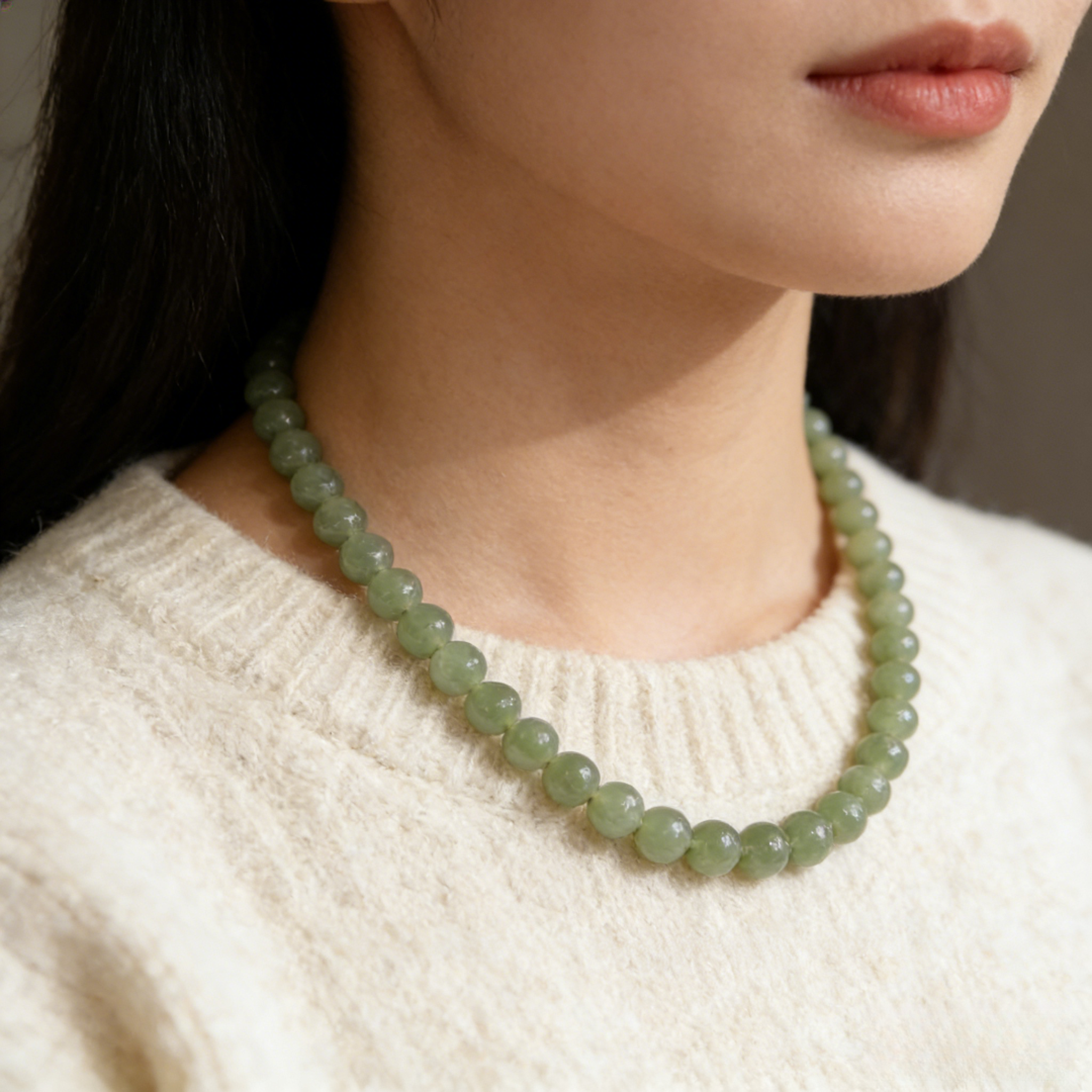 【宠粉福利】浅绿温润珠串颈链 柔润质感 + 简约串珠 温婉氛围拉满
