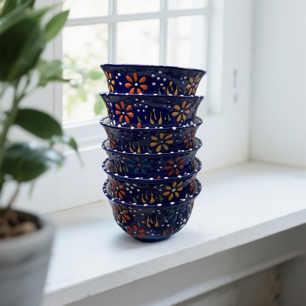 【新疆包邮】 kapartma piyala 蓝花6个茶碗 