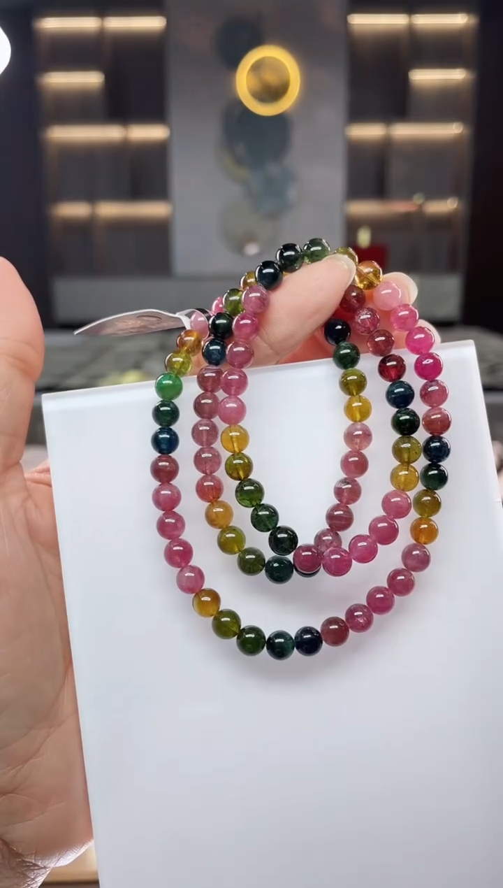 未镶嵌老矿碧玺三圈手串6mm+碧玺（多样性发一条）Q