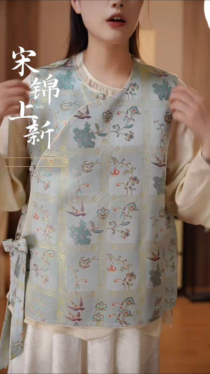 桑蚕丝三马宋锦春燕归来大码