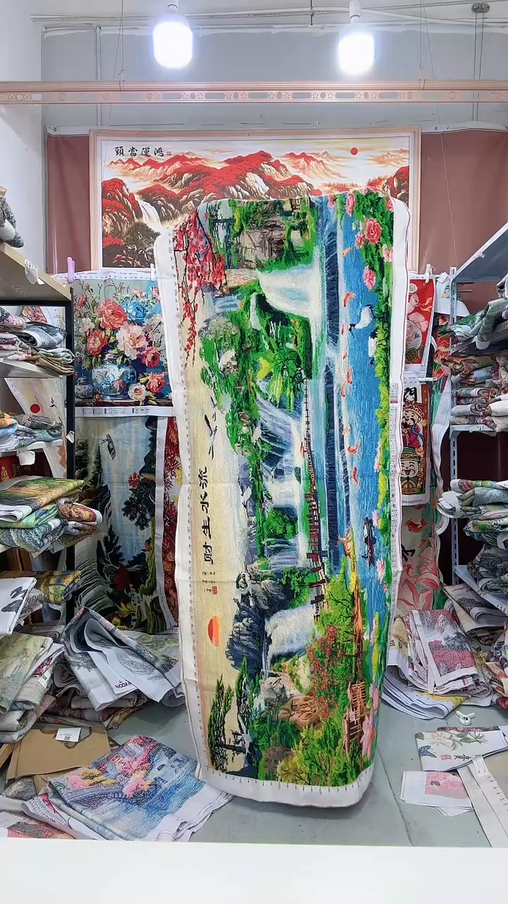 棉流水生财十字绣