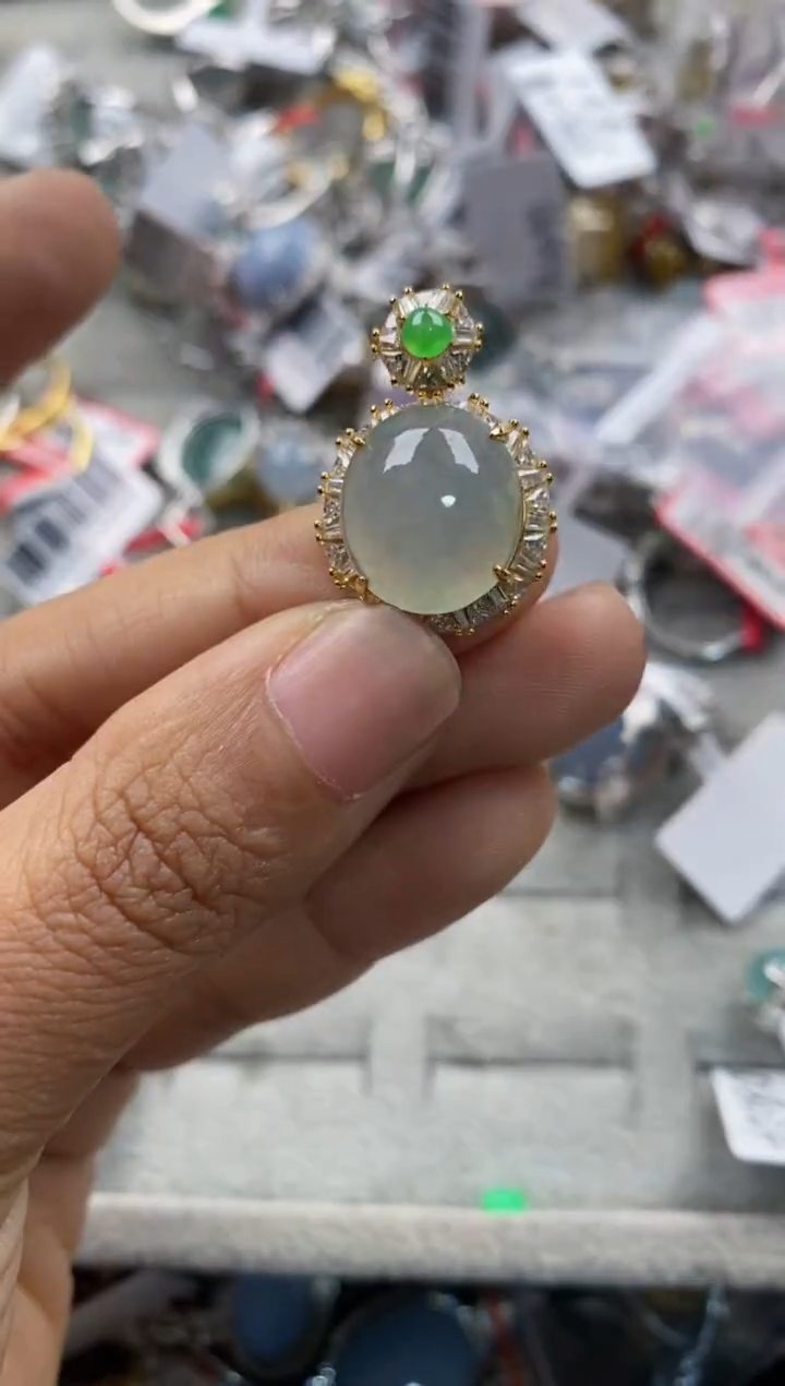 银S925镶嵌戒指翡翠10                 2