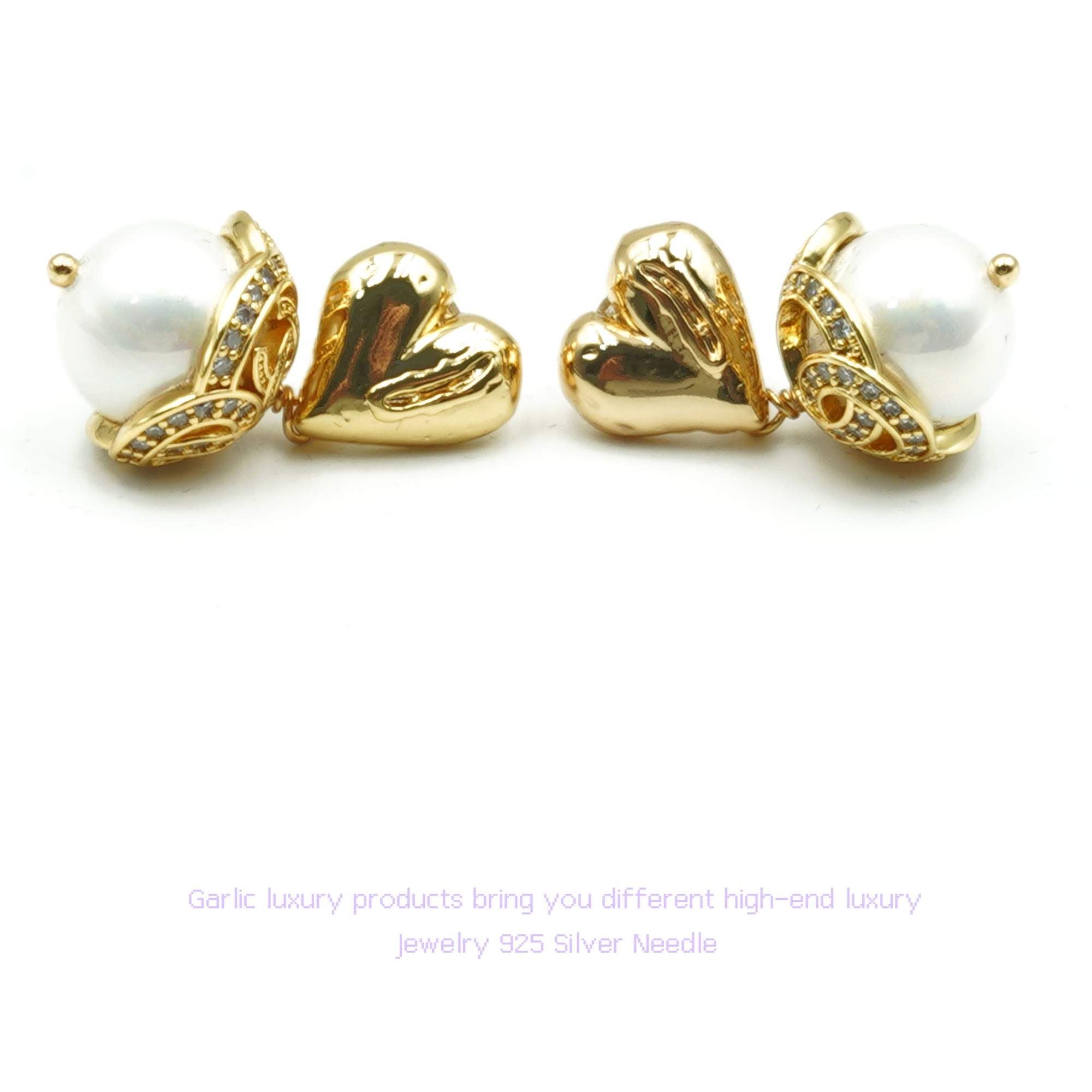 铜合金耳饰 爱心花球耳饰~3302