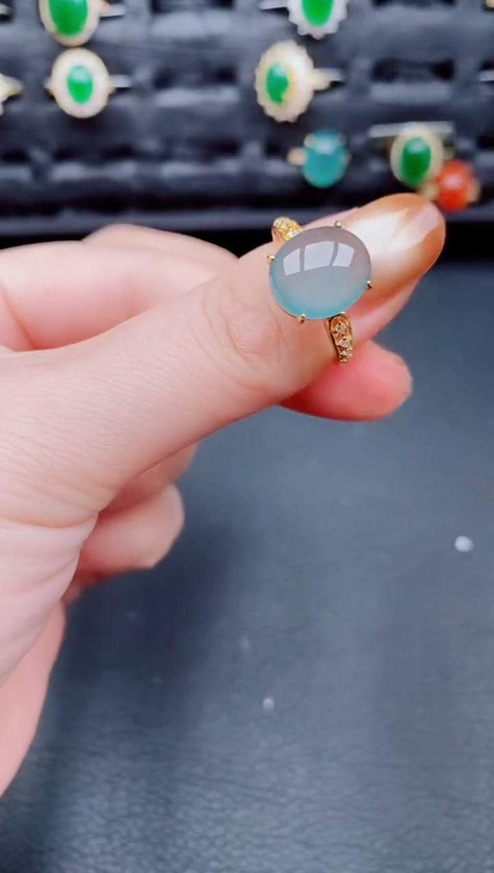 【闪购商品】翡翠戒指银S925镶嵌天然a货翡翠245