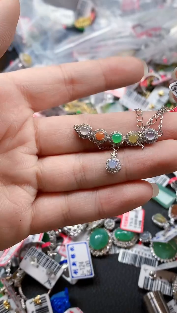 银S925镶嵌戒指翡翠天然A货缅甸翡翠