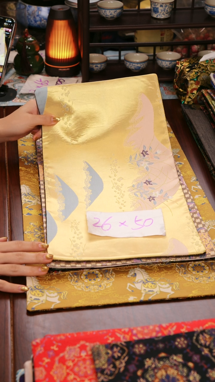 【西阵织湖光山色双面】中国风干泡织锦茶席26*45