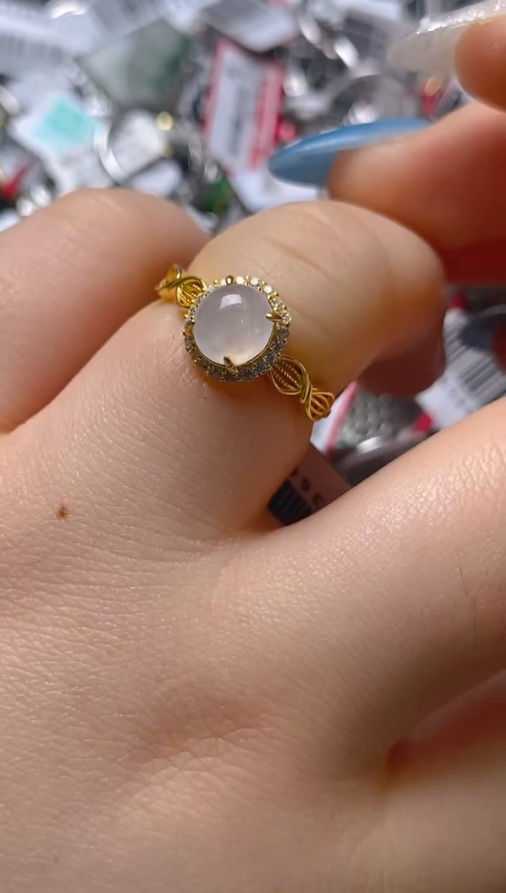 银S925镶嵌戒指翡翠百内无证书