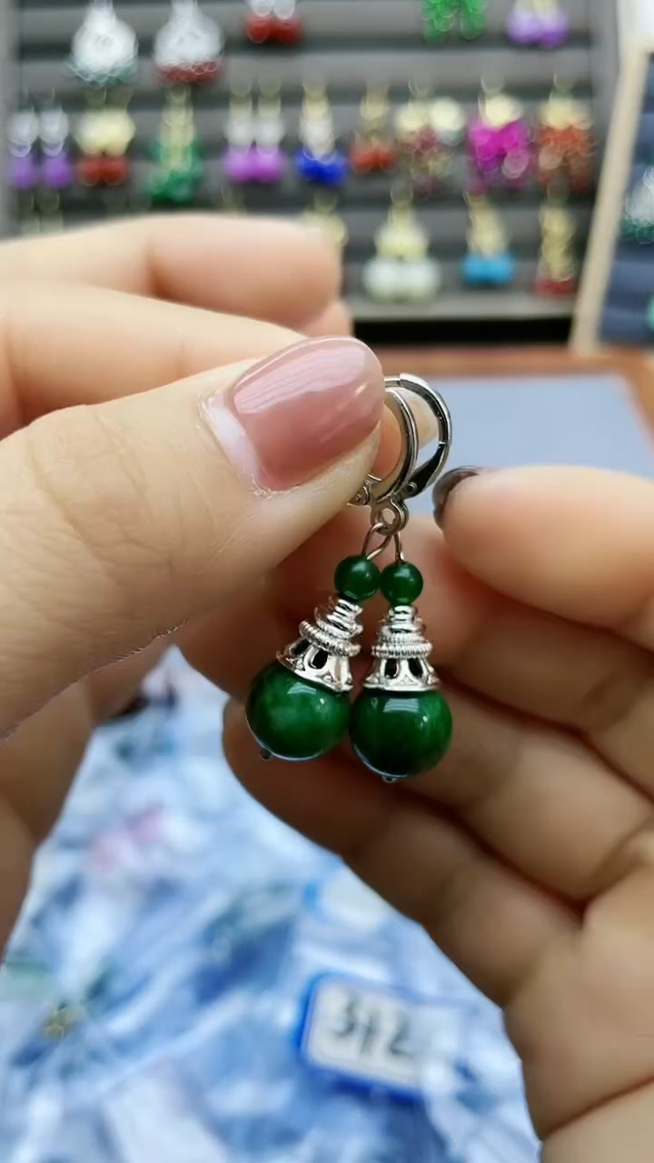 【闪购商品】翡翠耳饰银S925镶嵌114000