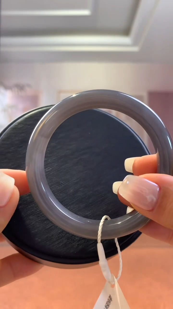 未镶嵌和田玉挂件烟紫手镯53