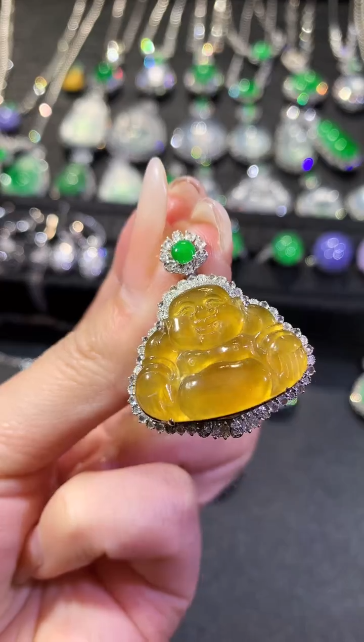 【闪购商品】翡翠吊坠(不含链)18K金镶嵌44-佛公