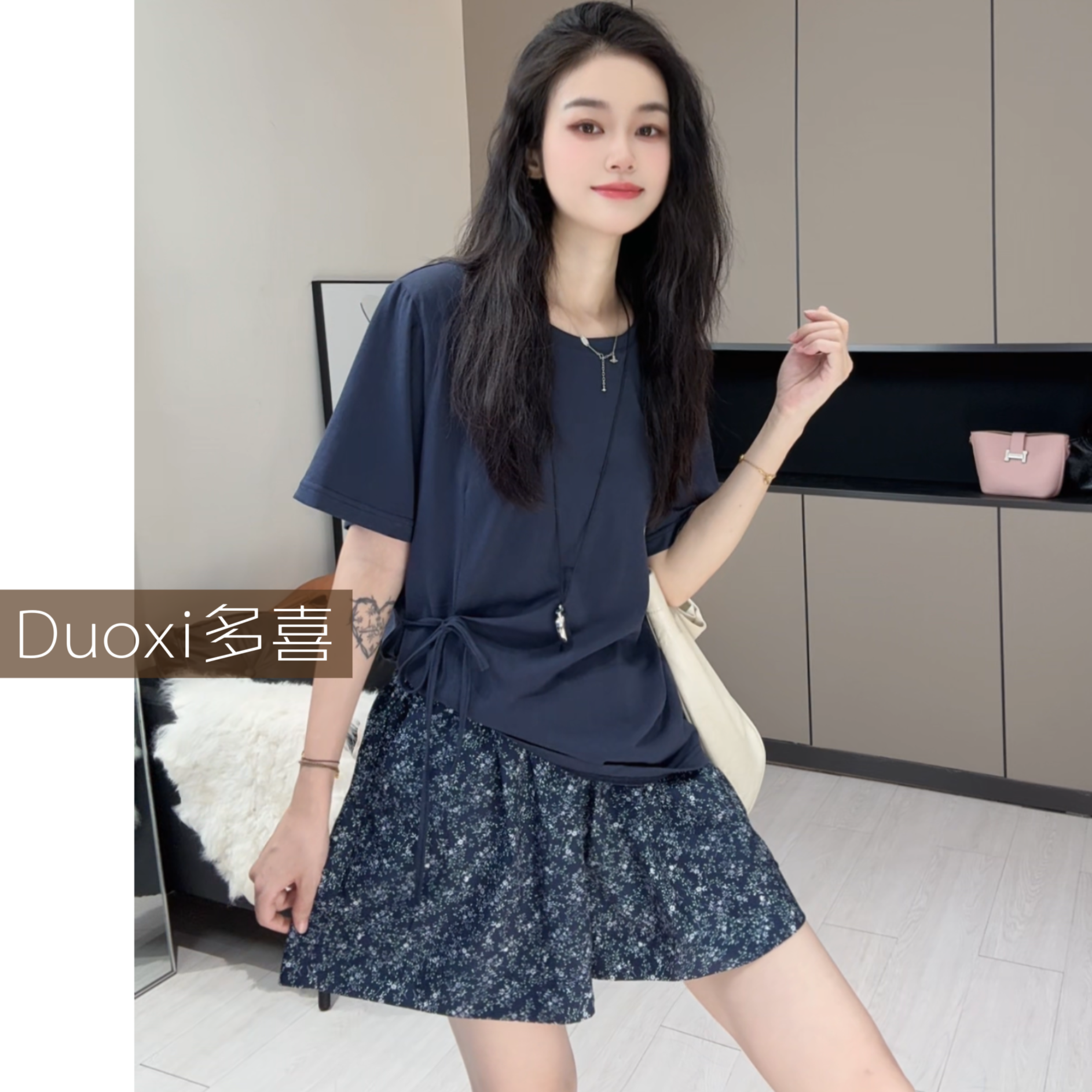 Duoxi【小设计感】王炸新款 洋气时尚休闲百搭设计款T恤上衣F059#