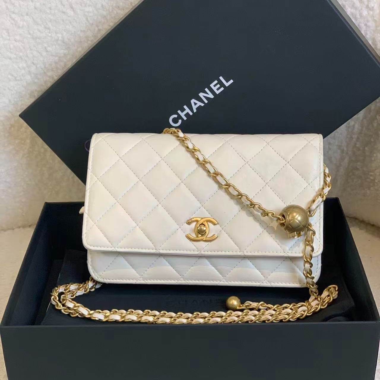 99新 Chanel/香奈儿 壹臻/21b白金羊金球woc 77766809