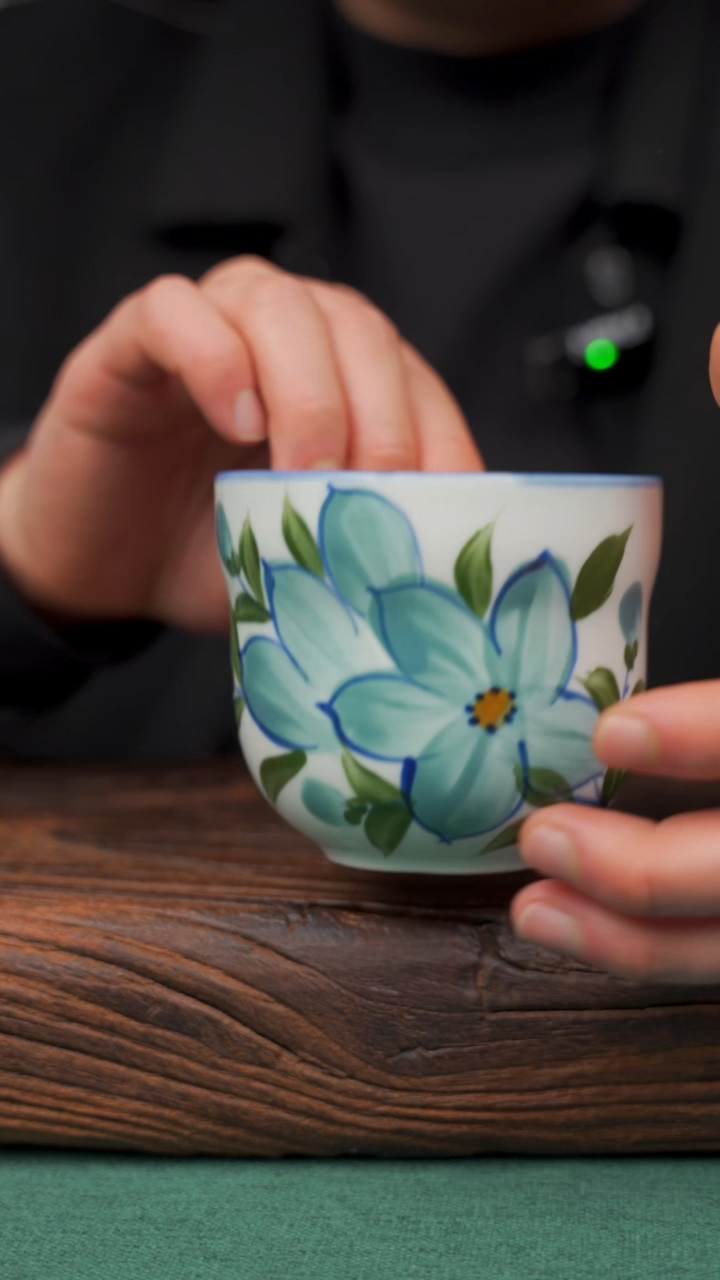 【闪购商品】瓷片94寻一缕瓷香杯釉下手工手绘瓷器