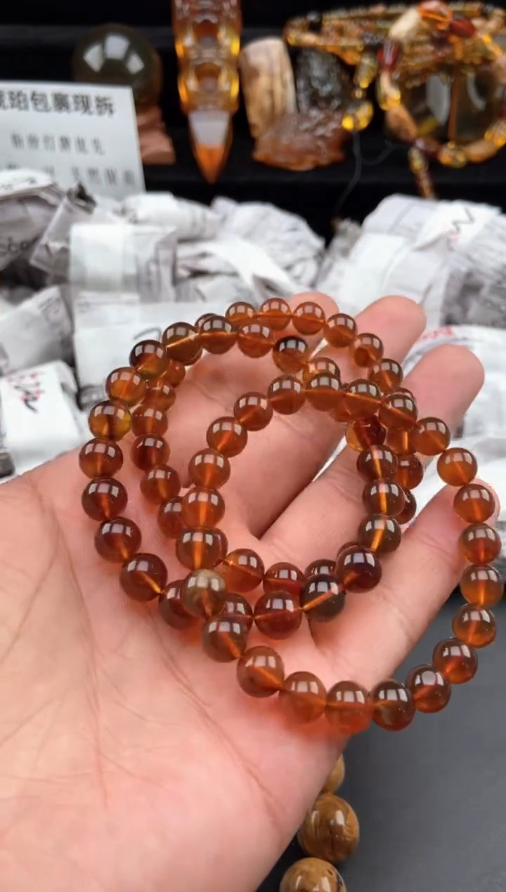 【闪购商品】琥珀手链未镶嵌棕珀手串3条